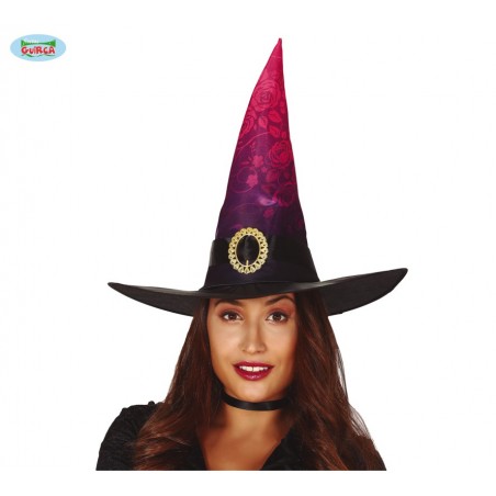 SOMBRERO BRUJA NEGRO/ROSA